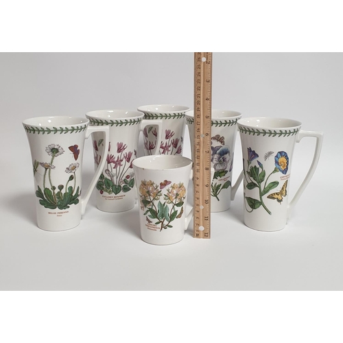 52 - 5x Large Portmeirion Botanic Garden Latte Mugs (Height 16cm) and 1x Coffee Mug (Height 11cm)