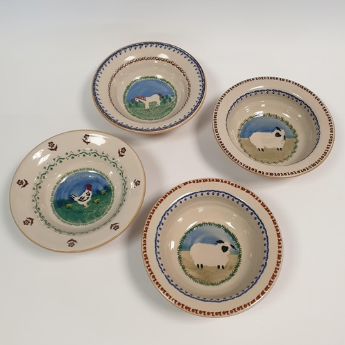 127 - Collection of 8x Nicholas Mosse Landscapes Pattern Pottery Cereal Bowls, Diameters 15cm and 18cm (so... 