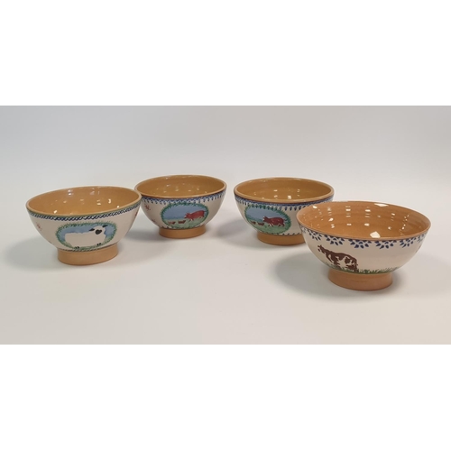 127 - Collection of 8x Nicholas Mosse Landscapes Pattern Pottery Cereal Bowls, Diameters 15cm and 18cm (so... 