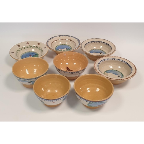 127 - Collection of 8x Nicholas Mosse Landscapes Pattern Pottery Cereal Bowls, Diameters 15cm and 18cm (so... 