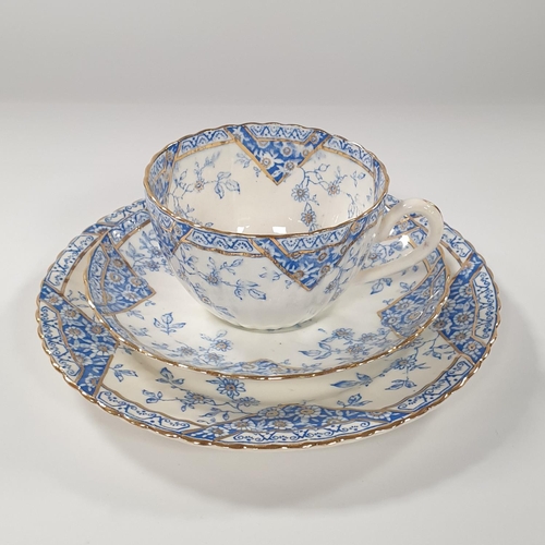 140 - 38 piece Antique Gold Rimmed Blue and White Tea Set