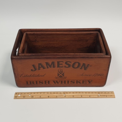 173 - Lot of 2x Jameson Irish Whiskey Wooden Crates, 13x29x16cm / 12x26x13cm