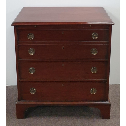 174 - Mahogany Four-Drawer Crossbanded Chest with Slide, H:83 x W:78 x D:48cm