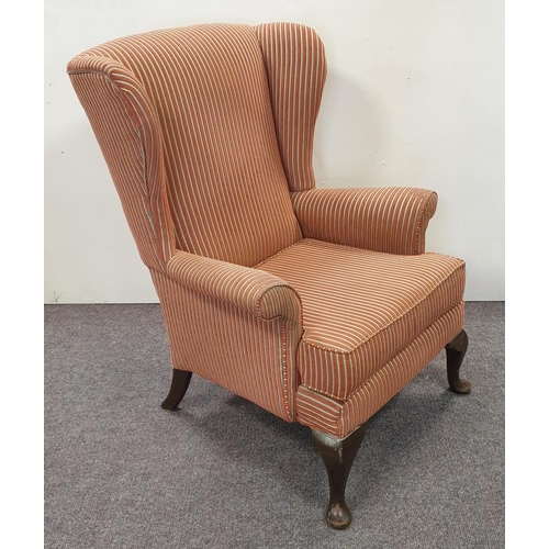 176 - Pair of Wingback Armchairs, H:97 x W:76 x D:65cm, Seat Height 40cm approx.