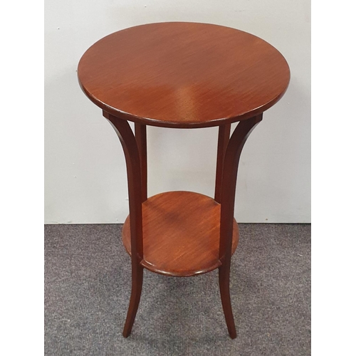 210 - Mahogany Two Tier Circular Lamp Table, H:72 x D:45cm