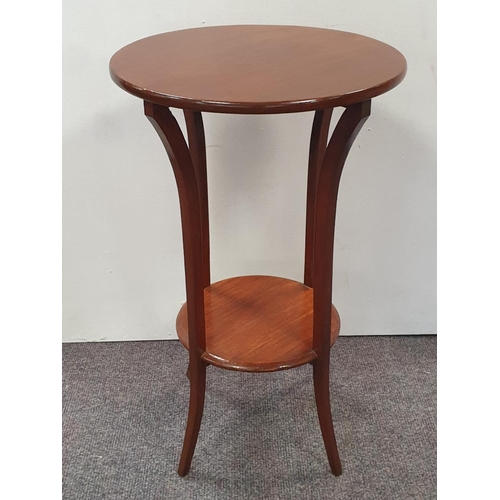 210 - Mahogany Two Tier Circular Lamp Table, H:72 x D:45cm