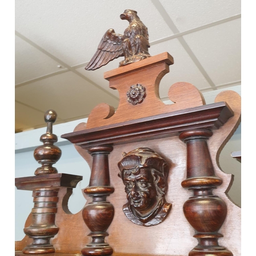 1 - Mahogany Vienna Wall Clock, H:130 x W:43 x D:20cm (Eagle missing one wing)