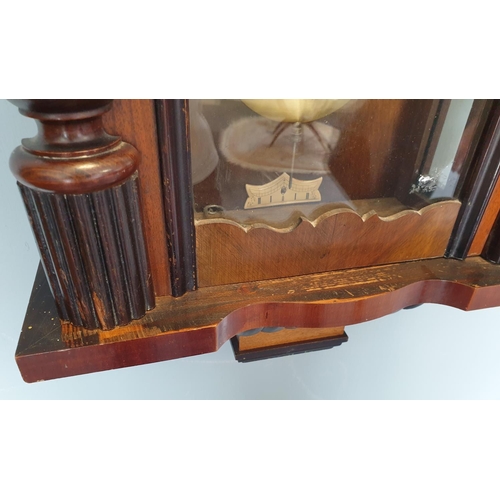 1 - Mahogany Vienna Wall Clock, H:130 x W:43 x D:20cm (Eagle missing one wing)