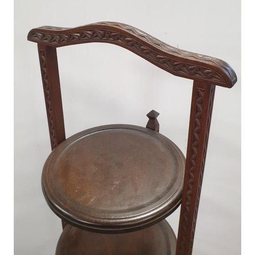 2 - Mahogany Three Tier Folding Cake Stand, H:80 x D:38cm