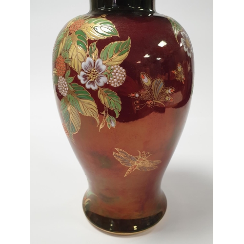 23 - Carltonware Rouge Royale Lidded Baluster  Vase, Height 38cm