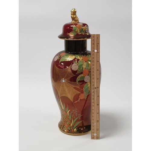 23 - Carltonware Rouge Royale Lidded Baluster  Vase, Height 38cm