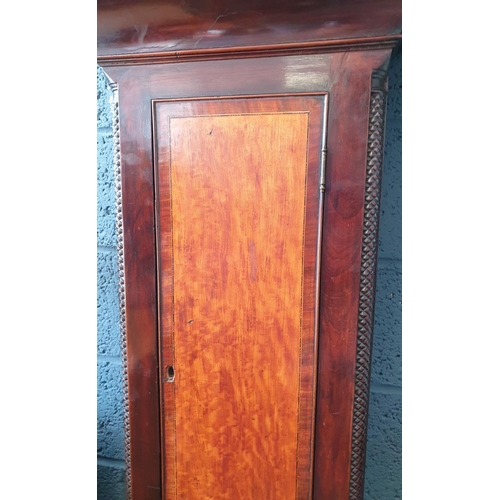 25 - Mahogany Cased Grandfather Clock with Painted Dial Face, H:213 x W:61 x D:30cm