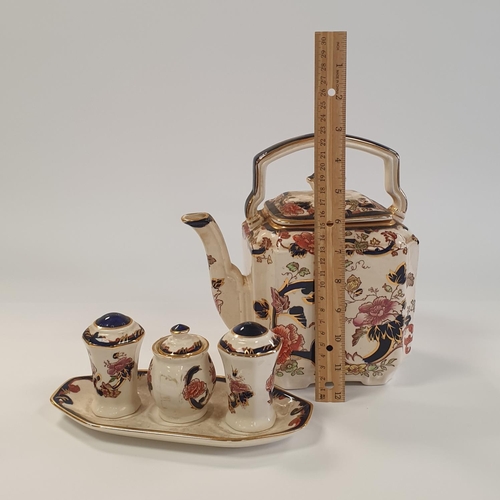 28 - Mason's Ironstone Mandalay Teapot (Height 22cm) and Cruet Set