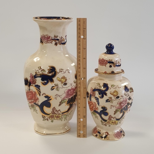 29 - Mason's Ironstone Mandalay Vase (Height 30cm) and Lidded Vase (Height 25cm)