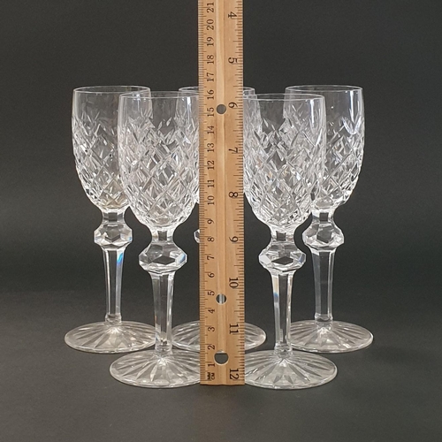 38 - Set of Six Waterford Crystal Liqueur Glasses, Height 16cm