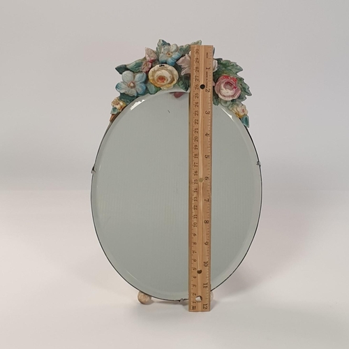54 - Oval Dressing Table Mirror with Floral Detail  H:32 x W:20cm