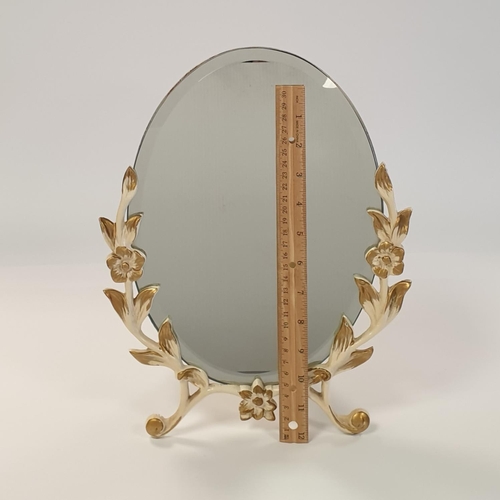 56 - Gilt Floral Dressing Table Mirror, H:34 x W:27cm