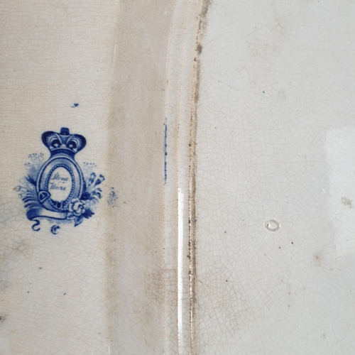 57 - Four Willow Pattern Meat Plates, Largest 36 x 46cm