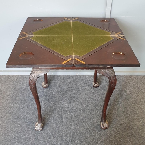 59 - Mahogany Envelope Card Table, H:73 x W:58/83  xD:58/83cm