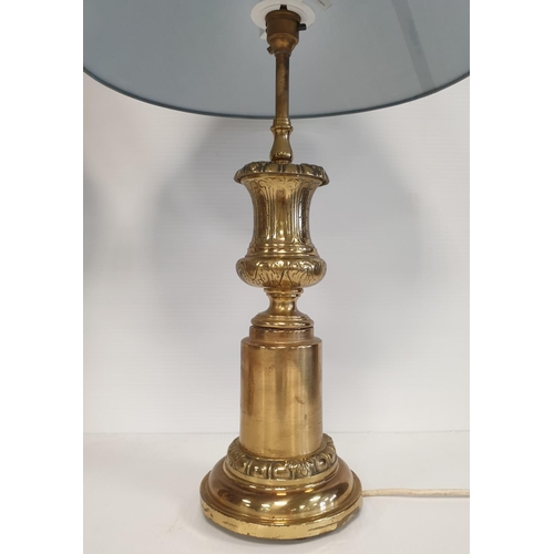 60 - Pair of Brass Table Lamps with Shades, Height 64cm