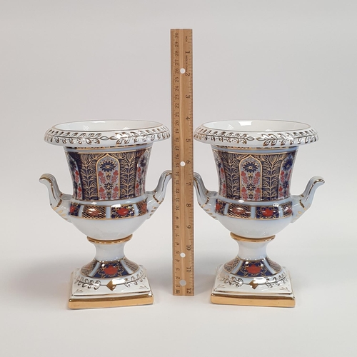 66 - Pair of Roselle OCC & Co. Porcelain Urns, H:20 x D:16cm