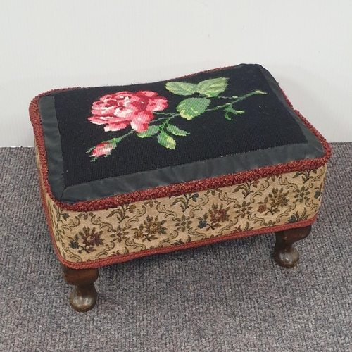 81 - Small Tapestry Stool, H:21 x W:37 x D:28cm