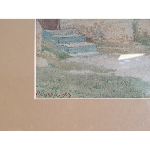 97 - Gilt Framed Watercolour - Village Scene. Signed Bottom Left. H:51 x W:66cm