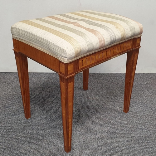 111 - Satinwood and Rosewood Inlaid Stool, H:50 x W:47 x D:37cm