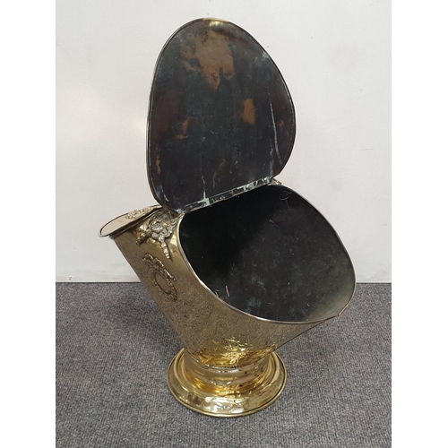 114 - Victorian Double Sided Brass Coal Box, H:55 x W:59 x D:35cm