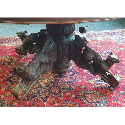 72 - Antique Oak Animal Pod Leg Circular Dining Table (H:72 x W:143 x D:128cm)