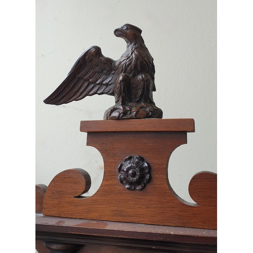 1 - Mahogany Vienna Wall Clock, H:130 x W:43 x D:20cm (Eagle missing one wing)