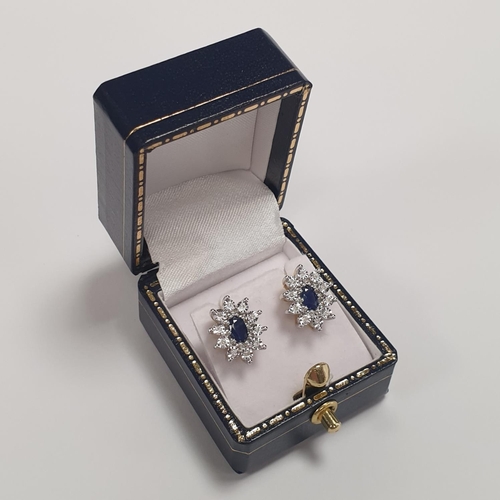 309 - Pair of 9ct Gold Diamond and Sapphire Cluster Earrings