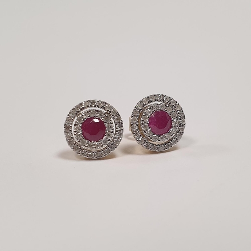 311 - Pair of 9ct Gold Ruby and Diamond Earrings