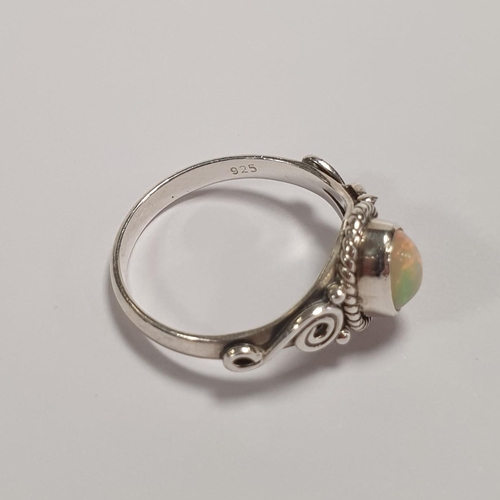 318 - Silver Opal-Set Ring, Size M