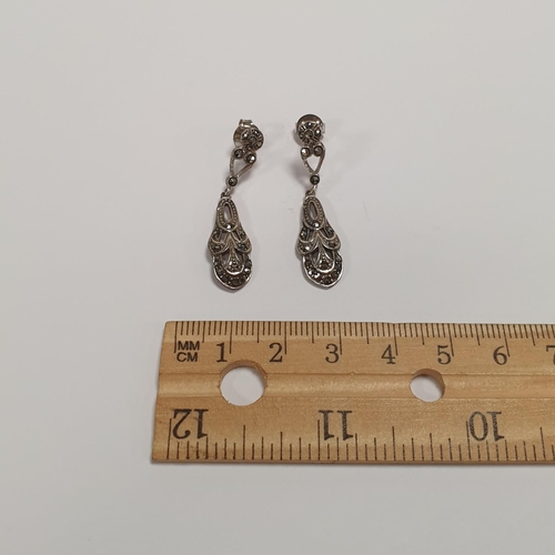 320 - Silver and Marcasite Drop Earrings