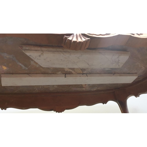 11 - Carved Marble-Top Coffee Table, H:55 x W:118 x D:58cm (Marble Repaired)