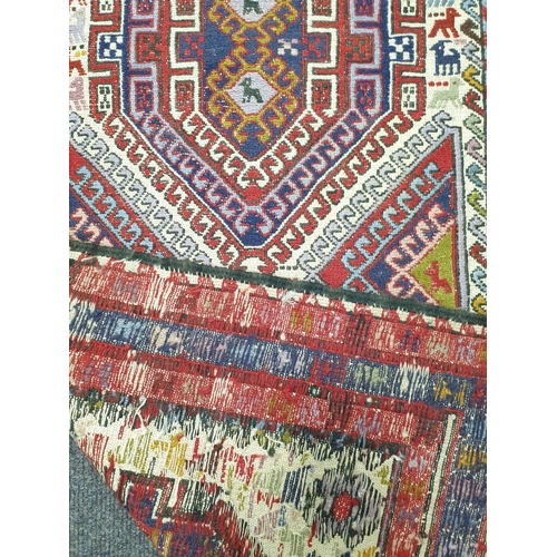 13 - Hand Woven Wool Runner with geometric medallion design L:280 x W:80cm