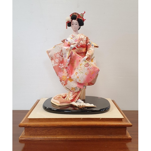 16 - Geisha Doll in Display Case, H:47 x W:33 x D:28cm