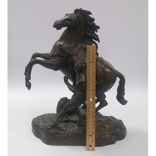 19 - Bronze Marley Horse Figure, Signed at Base. H:43 x L:34cm