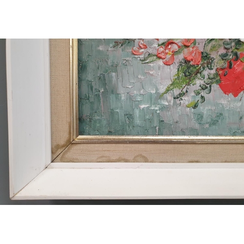 21 - Framed Oil on Board, Floral Scene by Olive Murray, H:54 x W:68cm