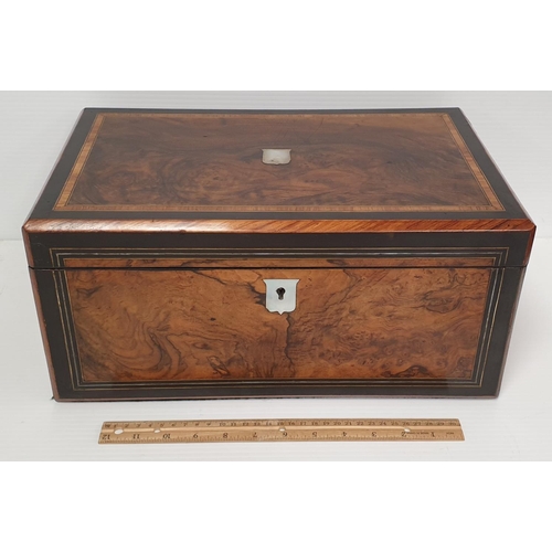 32 - Walnut and Kingwood Writing Box, H:18 x W:40 x D:26cm