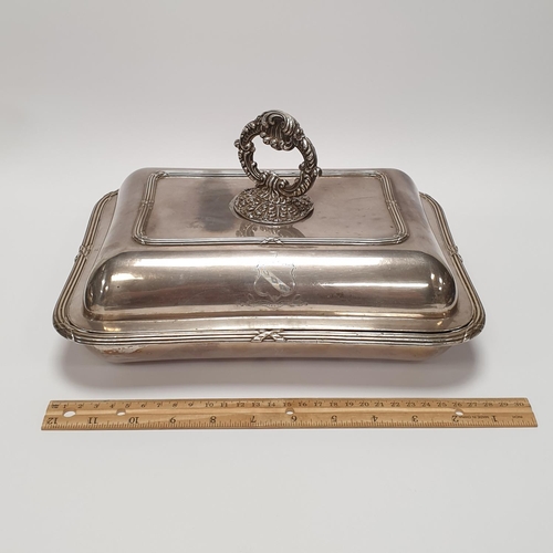 106 - Pair of Silver Plated Entrée Dishes, L:29 x W:22cm