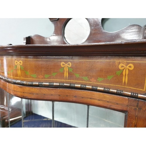 109 - Edwardian Inlaid Mahogany Display Cabinet with Leaded Glass Door H:162 x W:69 x D:38cm