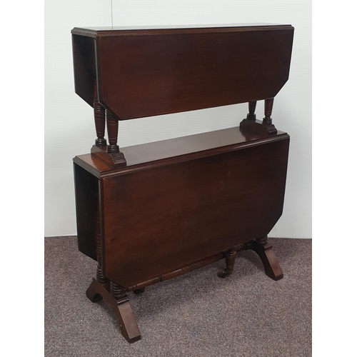 154 - Two Tiered Mahogany Sutherland Table, H:74 x W:25/74 x 58cm