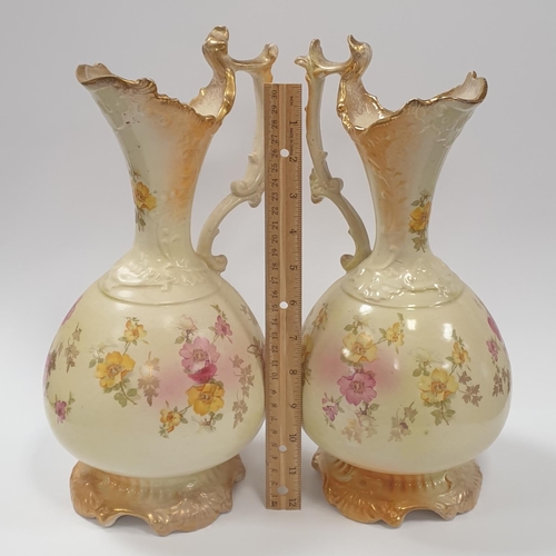 176 - Pair of Ceramic Decorative Vases/Jugs, Height 34cm