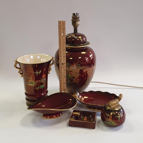 209 - Collection of Carltonware Rouge Royale Ceramics including Table Lamp (Height 33cm)