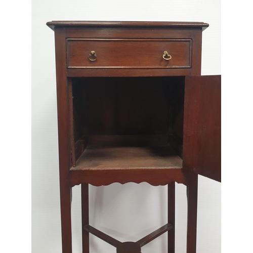 222 - Mahogany One Door, One Drawer Locker, H:77 x W:34 x D:31cm