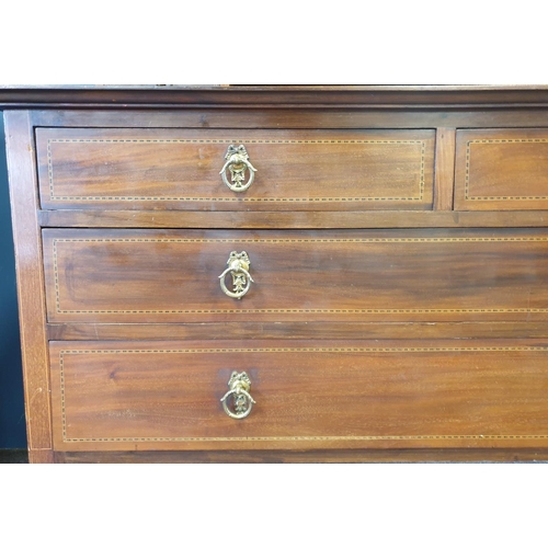 266 - Inlaid Mahogany Two over Two Drawer Dressing Table Chest, H:167 x W:115 x D:54cm