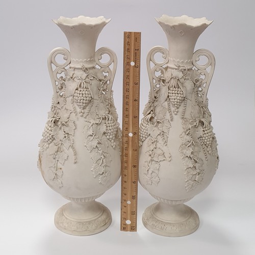 81 - Pair of White Decorative Vases, H: 33cm