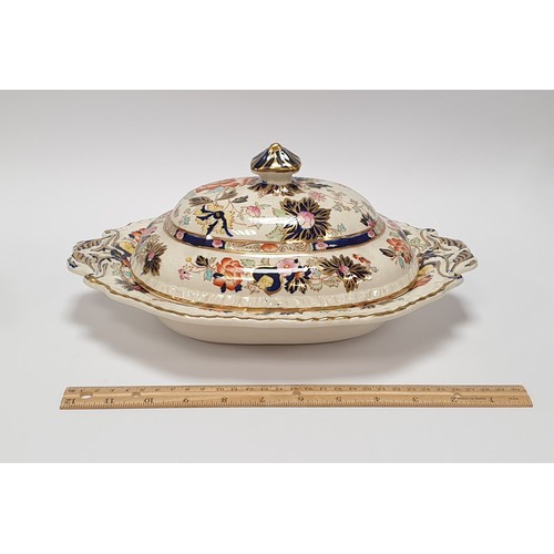 228 - Pair of Mason's Ironstone Mandarin Tureens, H:13 x W:33 x D:23cm